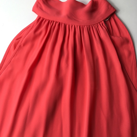 Maxstudio tie neck blouse in deep coral - Picture 6 of 14